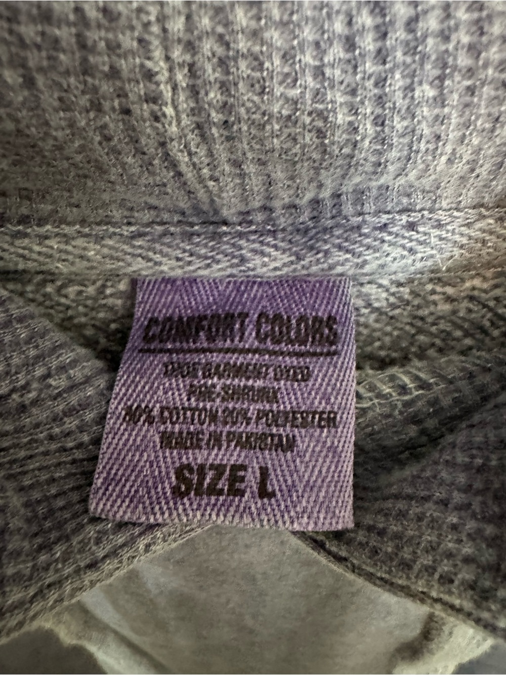 Comfort Colors Garment-Dyed Hoodie - Faded Purple/Grey - Men's L - Picture 3 of 4